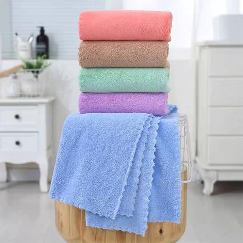Premium Coral velvet Washcloths Set-5 Pack, Ultra Soft & Highly Absorbent Face Towels for Bath, Spa & Gym, Soft Feel Fingertip Towels Quick Drying Microfiber Hand Towel 29.5” x 13.8”Large Wash Cloths.