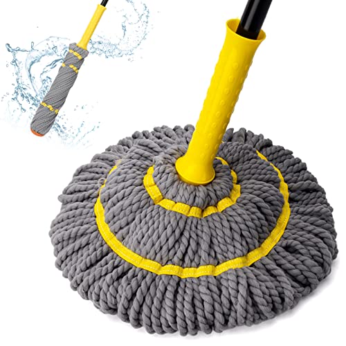 Self-Wringing Twist Mops for Floor Cleaning, Microfiber Floor mop with 57 " Long Handle, Easy Wringing Mop for Hardwood Commercial Household Clean (Gray Twist Mop) - color: Gray Twist Mop