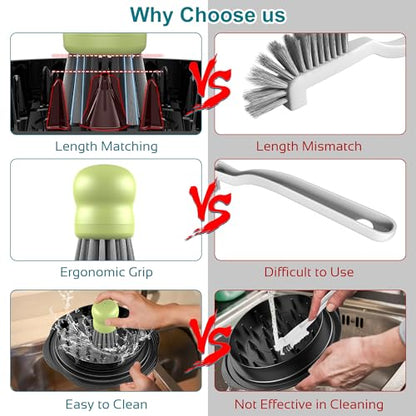 Mini Dish Brush for Cleaning Chicken Shredder, Palm Brush Dish Scrubber with Ergonomic Grip, Kitchen Brush for Washing Dishes, Pans, Pots, Sink (1, Matcha) - color: Matcha