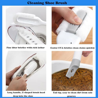 2Pack Shoe Cleaning Brush,Sneaker Shoe Cleaner Brush, Soft Bristle Cleaning Shoes Scrubber,Long Handle Shoe Scrubbing Brush,White Sneaker Cleaner Brush,Shoe Brushes for Cleaning (Blue) - color: Blue