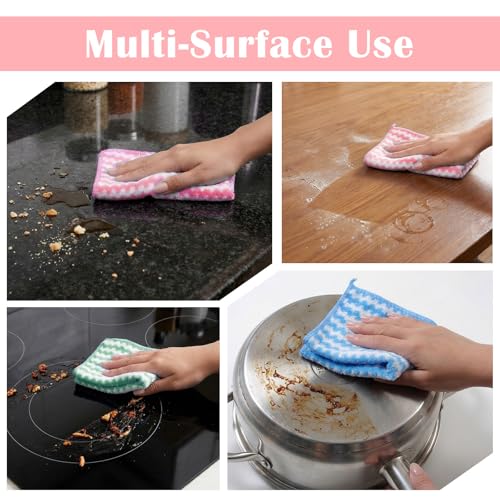 100 Pack Microfiber Cleaning Cloth, Soft Absorbent Rags 10" x 10" Kitchen Towels Double-Sided Wash Cloths for Home House Kitchen Dish Drying Washing Window Cleaning Supplies