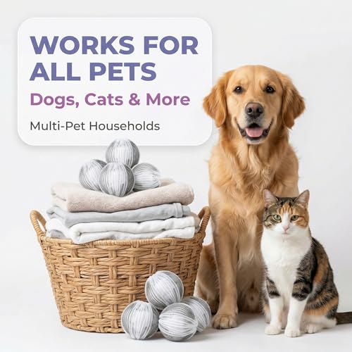Pet Hair Remover for Laundry - 6 Pack Extra Large Reusable Laundry Balls - Heavy Duty Fur, Lint & Dander Remover for Dryer and Washing Machine - Premium Hair Catcher for Pet Bedding & Clothes