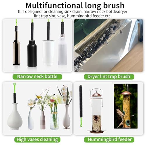 17” Pipe Cleaner, Cleaning Brush, Shower Cleaner Brush, Sink Drain Cleaner, Shower Drain Cleaner, Shower Brush For Cleaning, Dryer Vent Brush, Long Bottle Brush, Hair Drain Clog Remover, Bathtub Brush