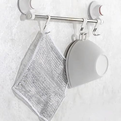 Silver Wire rag,10 Pcs New Upgrade 2-Layer Metal Dish Cloth, Non Scratch Wire Dishcloth,Multipurpose Wire Dishwashing Rags, Wet & Dry for Cookware, Sinks, Dishes, Stoves & Fireplaces, 9.84 x9.84 Inch