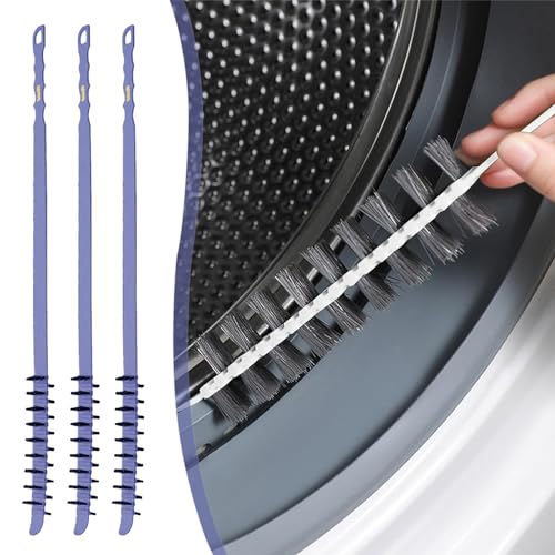 3 Pack Washing Machine Cleaning Brush, Crevice Brush of Drum Washing Machine, Home Essentials Cleaning Brush, Long Coil Brush Washing Machine Brush Stiff Bristle Cleaning Tool (3Pcs Gray) - color: 3pcs Gray