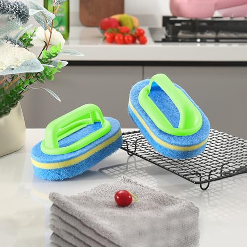 1PC Handled Soft Magic Sponge Brush - for Bathtub, Ceramic Tiles & Kitchen，Green - color: Green