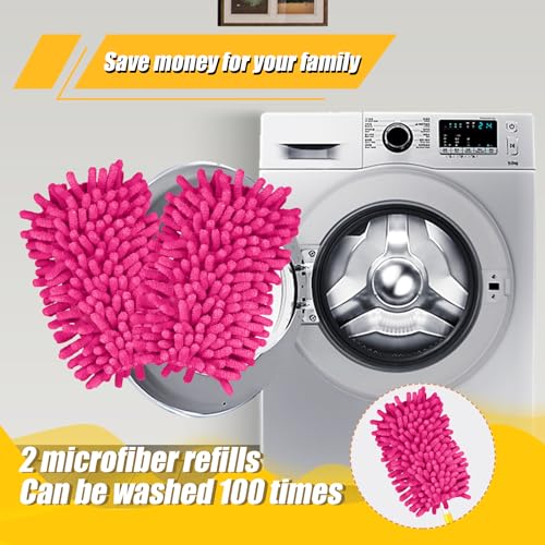2pcs Duster Refills, Microfiber Dusters Heavy Duty Refills 360 Ceiling Fan Duster Replacements Reusable Hand Dusters for Cleaning (Rose Red) - color: Rose Red