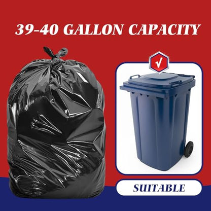Teivio Black Large Trash Bags 40-45 Gallon 200 Count | Large Multipurpose | Fit 35,39,40,42,44,45 gallon Garbage Bin Liner | Kitchen | Lawn And Leaf Bags Outdoor Yard Waste Bag | Workshops Trash - size: 1 Count (Pack of 200), style: 200pcs-40 45 Gallon-Bl