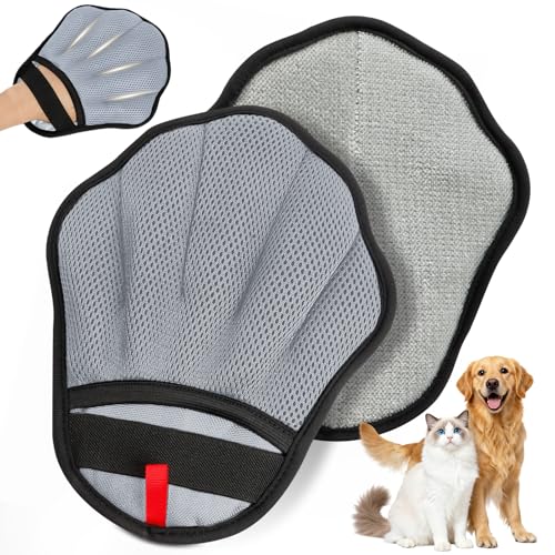 Pet Hair Removal Glove, Electrostatic Pet Hair Remover Glove for Cats & Dogs, Pet Hair Remover Tool for Laundry, Couch, Carpet, Car Seat - Upgraded Five-Finger, Reusable, Grey+Grey - color: Grey+Grey
