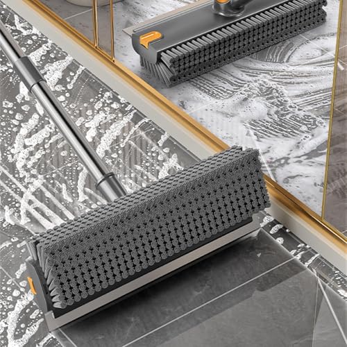 Heavy Duty Brush, Long Handle Floor Cleaner, 52.76 x 10.63 x 2.56 Inches Adjustable Scrubber with Stiff Bristles, Multipurpose Cleaning Tool, Hard Brush with Ergonomic Grip, Outdoor Floor