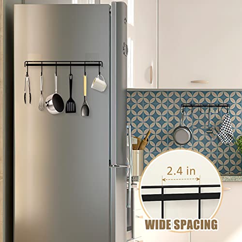 Kitchen Utensil Hanger, Adhesive Utensil Holder Wall Mount Kitchen Rack Rail with 12 Hooks, Space Saving and No Drilling, Black, 2 Pcs - color: Black