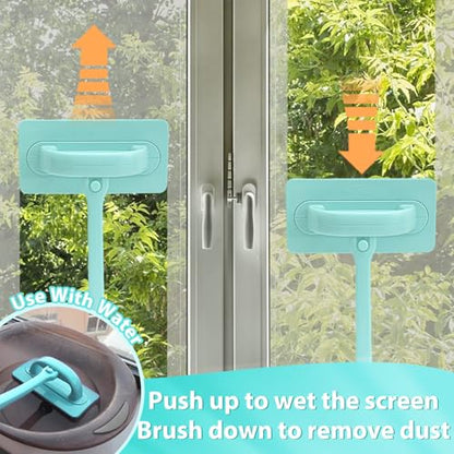 Professional Window Screen Cleaner- Large Brush Face for Door Mesh Cleaning- Detachable Mesh Screen Cleaning Tool- Wet and Dry Dual-Use - size: Single Brush Head