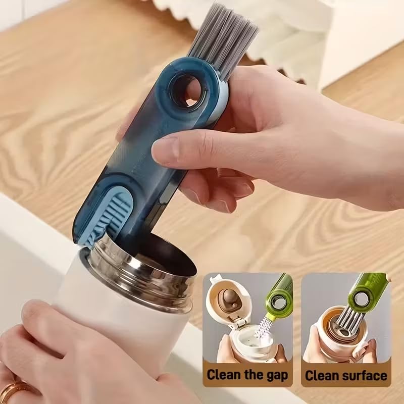 Three-in-One Cup Lid Cleaning Brush, Multipurpose Crevice and Bottle Cleaning Brush, Cleaning Supplies, Home Kitchen Crevice Cleaning Tool, Green - color: Green