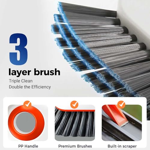 2 in 1 Cleaning Brush Window Track Cleaning Tools, Multifunction Hard Bristle Crevice Cleaner Brush with Hidden Scraper, Grout Cleaner Grip Brush for Sliding Door Track (1, B) - color: B