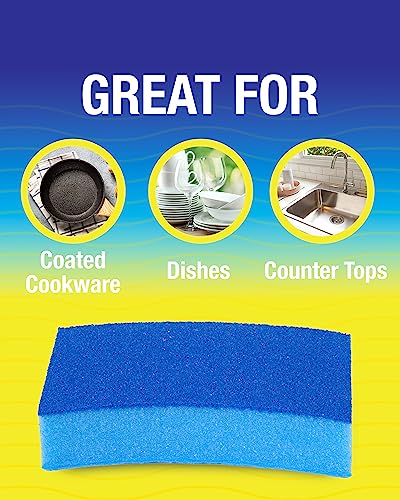 Non-Scratch Odor Resistant Scrub Sponge, Multi-Purpose Sponge for Kitchen and Household, Safe for Non-Stick Cookware (6 sponges)