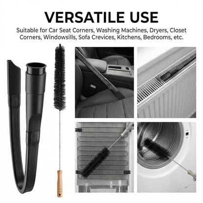 25" Flexible Dryer Vent Cleaner Kit - Household Cleaning Supplies, Refrigerator Appliance Long Coil Brush, Flexible Lint Remover, for Vacuum Hoses All 1-1/4" or 1-3/8" (32mm - 35mm) Vacuum