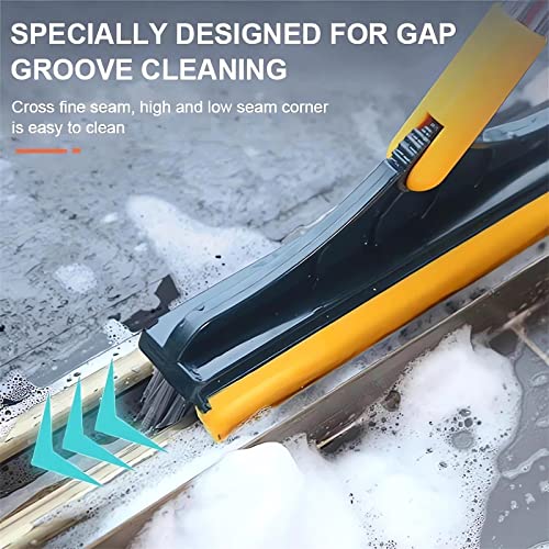 2 in 1 Cleaning Scrub Brush with Long Handle Heavy Duty - 2023 New Shower Powerful Brush and Scraper 2-in-1 Cleaning Tool with Soft Scraper Squeegee, V-Shaped Bristles Scrubber Deck Brush (White) - color: White