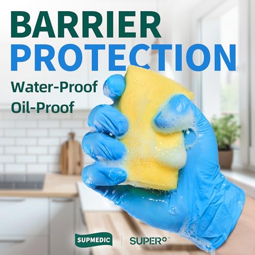 Supmedic Vinyl Disposable Exam Gloves, 4Mil Powder-Free Latex-Free Food Grade Cooking Cleaning Medical Glove Blue 100&1000 Ct - color: 100 Medium (Blue)