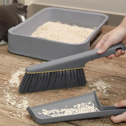 Lumkew Small Broom and Dustpan Set, Hand Mini Dust-Pan and Brush, Handheld Portable Compact, 1 Piece, Gray