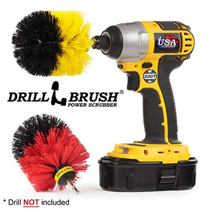 Spin Brush Cleaning Kit - Drill Brush - Concrete, Brick, Fireplace, Stone - Bird Bath - Garden Statuary - Bathroom Accessories - Soap Scum, Hard Water, Mineral, Calcium, Rust Stains and Discoloration - color: Yellow / Red