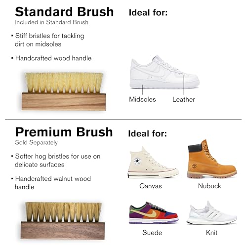 Jason Markk Standard Cleaning Brush - Handcrafted Wood Handle - Synthetic Bristles - Tough on Stubborn Stains & Dirt on Midsoles - Great for All-Around Shoe Cleaning - Works on Most Materials - style: Standard Brush Light Brown