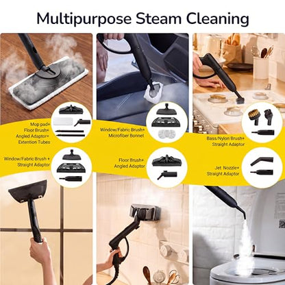 STEAMBOT 34-in-1 Steam Cleaner mop for Home & Car, 2L Water Tank, 4.3ft Hose, Deep Steam Cleaning for Floors, Tiles, Grout, Windows, Kitchen, Living Room – Multi-Surface Steamer