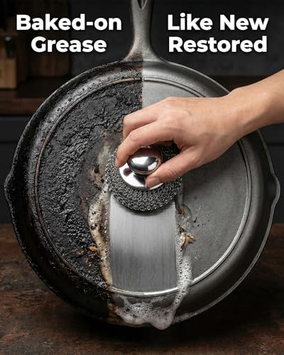 6 Pcs Stainless Steel Wool Scrubber – Heavy Duty Metal Scouring Pads for Kitchen, Cast Iron Pan & Grill – Rust Resistant, Non-Splintering,Odor Free Wire Sponges for Tough Grease & Burnt Food - color: 5 Pcs
