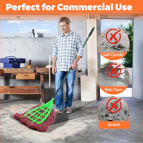 Large Outdoor Broom, Commercial Industrial Grade Yard Broom with 81.5" Long Handle, Durable Fiber Sweeping Broom for Patio, Garage, Driveway, Lawn and Sidewalk Cleaning