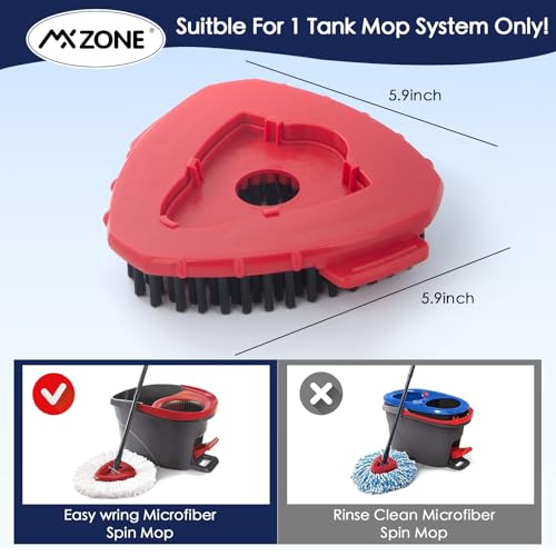Scrubber Mop Head Replacement Compatible with O Cedar EasyWring 1 Tank System, Spin Mop Scrub Brush Head, Hard Bristle Cleaning Brush Attachment, Not Fit RinseClean, 2 Pack