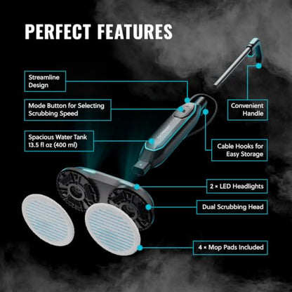 Pursteam New & Improved ScrubMaster Steam Mop with Dual Scrubbing LED Head - size: Steam Mop - ScrubMaster 2.0