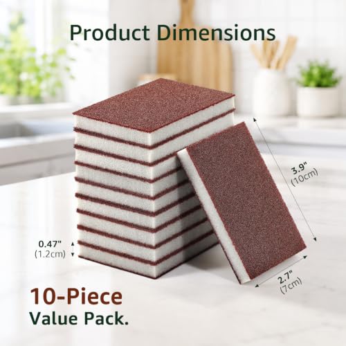 10 Pack Magic Carborundum Cleaning Sponge, Heavy Duty Rust Eraser Pads for Kitchen Cast Iron Skillets, Grill Grates, Stove Tops, Pots, Tools, Brown Nano Melamine Emery Scouring Sponges - size: 10pcs
