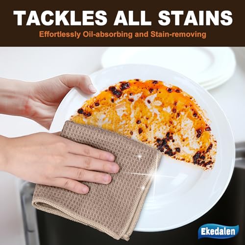 Microfiber Cleaning Cloth Waffle Weave for Dusting Absorbent Towel Quick Drying Dust Rags Household Kitchen, Lint Free Streak Free, 6 Pack,12 x 12 Inches, Khaki - color: Khaki, 12 X 12 Inch