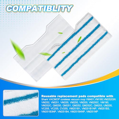 KEEPOW Reusable Replacement Pads Compatible with Shark VACMOP VM252 VM200 VM401 VM180 VM252GN VC205 VM250 VM200P12, Compatible with VACMOP Pads Refills for Hard Floor Cleaning, Blue&White, 4+2+1 Pack - color: 4+2+1 Pack(blue/White)