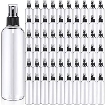 Eccliy 64 Pcs 8 oz Spray Bottles Fine Mist Cleaning Bottles Clear Empty Plastic Travel Sprayer Refillable Sprayer with Cap for Cleaning Solutions Oils Travel Perfumes(Black) - color: Black