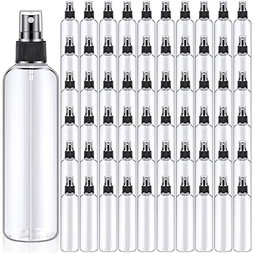 Eccliy 64 Pcs 8 oz Spray Bottles Fine Mist Cleaning Bottles Clear Empty Plastic Travel Sprayer Refillable Sprayer with Cap for Cleaning Solutions Oils Travel Perfumes(Black) - color: Black