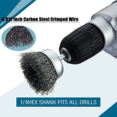 5 Pack Wire Cup Brush for Drill, Wire Brush for Drill 1/4 Inch Hex Shank, 0.012 Inch Coarse Carbon Steel- 3 Inch Wire Brush Drill Attachment - style: 5 Pcs wire cup brush