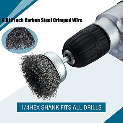 5 Pack Wire Cup Brush for Drill, Wire Brush for Drill 1/4 Inch Hex Shank, 0.012 Inch Coarse Carbon Steel- 3 Inch Wire Brush Drill Attachment - style: 5 Pcs wire cup brush