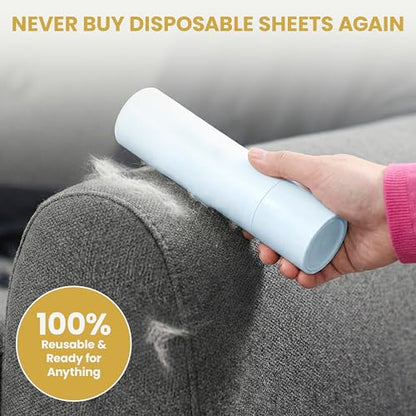 Pet Hair Remover Roller – Reusable Lint Roller for Cat & Dog Hair on Furniture, Couch, Carpet, Car & Bedding – Portable, Eco-Friendly - color: Blue