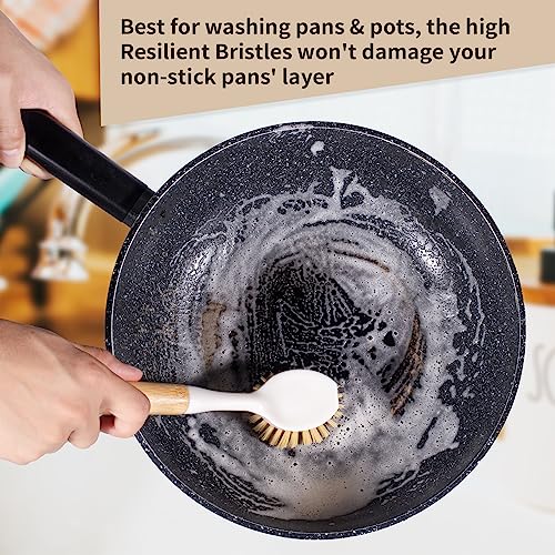 TEZZ 5 Pieces Cast Iron Cleaner Kit Include Stainless Steel Chainmail Scrubber, Dish Scrub Brush, Dual Sided Kitchen Dish Scrubber Sponge, Hot Handle Holder For Cleaning Cast Iron Skillets, Pot & Pans