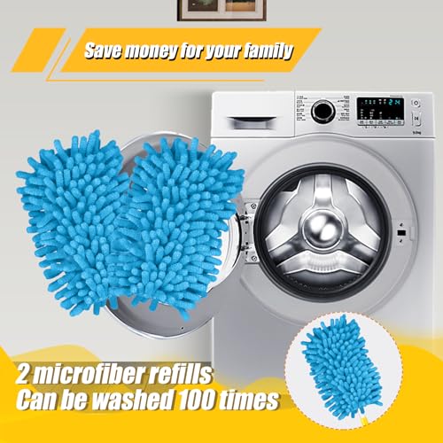 2pcs Duster Refills, Microfiber Dusters Heavy Duty Refills 360 Ceiling Fan Duster Replacements Reusable Hand Dusters for Cleaning (Blue) - color: Blue