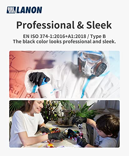 LANON 6-mil Black Nitrile Disposable Gloves, Food-Safe, Powder-Free, Heavy-Duty, Textured Fingertips, Latex-Free, XL - size: X-Large (Pack of 1000)