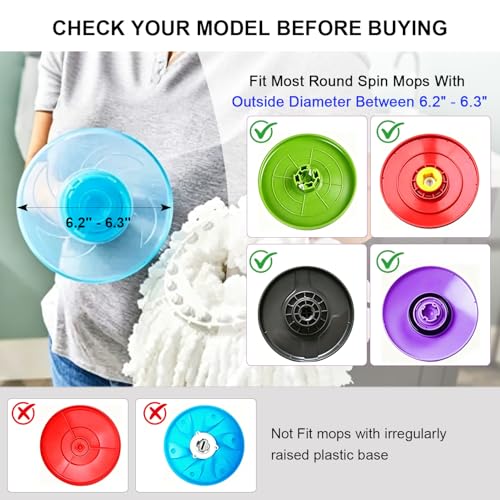 Spin Mop Replacement Heads, 6.3 Inch Microfiber Mop Refills Compatible with Hurricane, Mopnado, Simpli Magic and Other 360° Spin Mop Systems, Round Standard Universal Mop Pads (White) - 6 Pack - color: White - 6 Pack