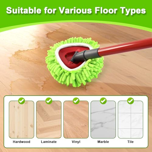 Mop Replace Head for O Cedar, Spin Mop Heads Replacements for Ocedar RinseClean 2 Tank Spin Mop, Chenille Duster for Ocedar Mop Include 3 Pack Microfiber Chenille Mop Pad for Ocedar Spin Mop - size: for Ocedar 2 Tank
