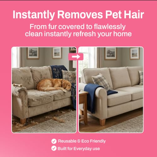 Nexius Pet Hair Removal Glove, Reusable Strong Grooming Fur Remover for Cats & Dogs, Electrostatic Pet Hair Remover| Removes Fur from Furniture, Clothes, Carpets & Car Seats (Pink) - color: Pink, size: Pack 1