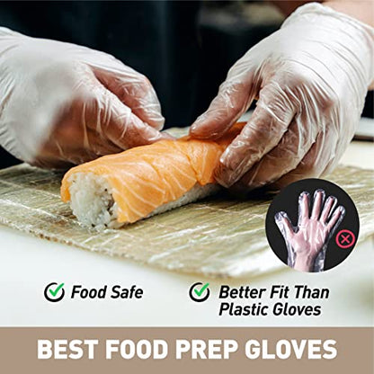 OKIAAS Disposable Gloves S, Food Safe, Bulk of 100 Pcs|Latex and Powder-Free Clear Vinyl Gloves for Cleaning, Food Prep - color: Clear - Box of 100, size: Small (Pack of 100)