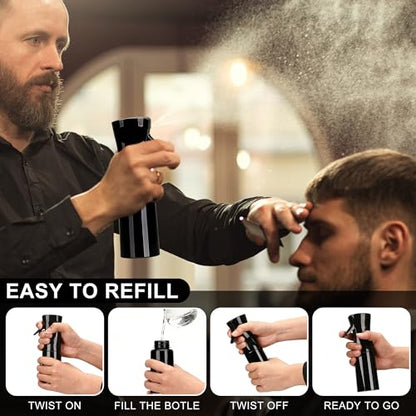 hair spray bottle, ultra-fine spray continuous spray bottle (200ml/6.8oz), used for hair design, vegetation, cleaning and skin care - empty, reusable (Pure Black) - color: Pure Black