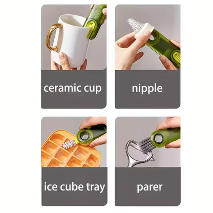 Three-in-One Cup Lid Cleaning Brush, Multipurpose Crevice and Bottle Cleaning Brush, Cleaning Supplies, Home Kitchen Crevice Cleaning Tool, Green - color: Green