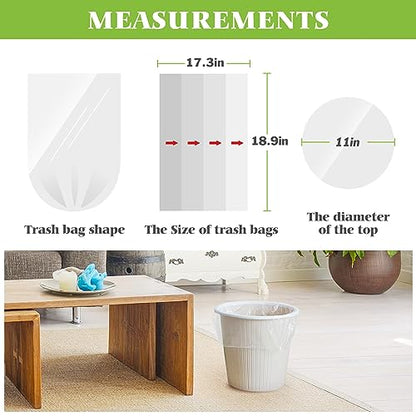2 Gallon 80 Counts Strong Trash Bags Garbage Bags by Teivio, Bathroom Trash Can Bin Liners, Small Plastic Bags for home office kitchen, Clear - size: 80 Count (Pack of 1)