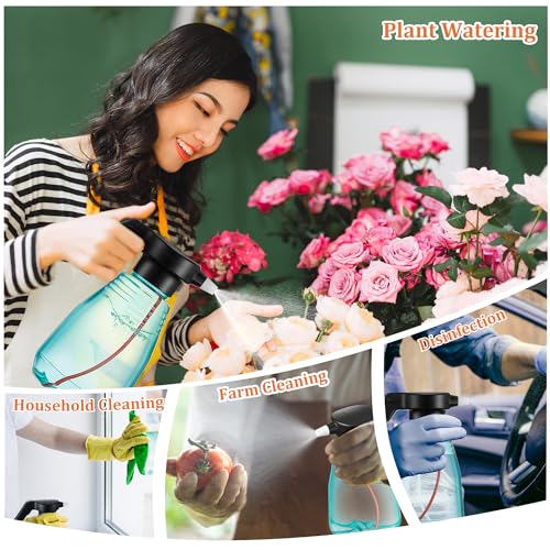 Electric Spray Bottle Plant Mister for Indoor Outdoor Plants, 0.5 Gallon Automatic Watering Can Rechargeable Battery Powered Sprayer with Adjustable Spout for Gardening, Cleaning(Green Style) - style: Green Style