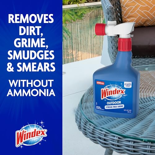 Windex Outdoor Window and Glass Cleaner for Hose Ammonia Free, Concentrated Formula for Deep Outdoor Clean, Patio Cleaner, Compatible With All Hoses, 32 Fl Oz (Pack of 2) - size: 32 Fl Oz (Pack of 2)